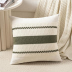 Fancy Homi Set of 1 Boho Olive Green Decorative Throw Pillow Cover 20x20 Inch for Couch Bed Sofa, Aesthetic Modern Organic Farmhouse Home Decor, Soft Cotton Cute Accent Macrame Woven Cushion Case
