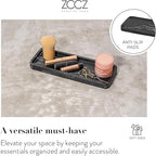 ZCCZ Black Bathroom Accessory Sets, 4 Pieces Bathroom Accessories Complete Set Vanity Countertop Accessory Set Marble Look, Includes Lotion Dispenser Soap Pump, Tumbler, Toothbrush Holder and Tray