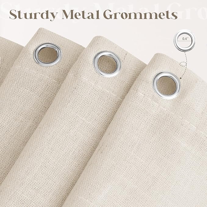 Extra Long Linen Shower Curtain 96 Length Textured Cloth Shower Curtain Set with Hooks 72x96 Inch Water Repellent Extra Large Boho Farmhouse Hotel Luxury Drapes for Bathroom Beige Cream