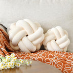 Knot Ball Pillow, Round Decorative Throw Pillows Cushion, 11 Inch Beige Soft Plush Knotted Pillows Pillow, Modern Home Throw Knot Decorative Cushion
