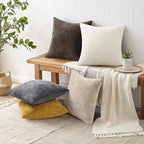 decorUhome Dark Brown Chenille Throw Pillow Covers 20x20 Set of 2 Thick Textured Slubby Couch Pillow Covers Farmhouse Accent Modern Neutral Decorative Pillow Cases for Bed Sofa Living Room