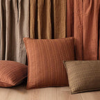 Foindtower Set of 2 Decorative Cotton Waffle Weave Throw Pillow Covers Euro Shams Cushion Covers Accent European Pillowcase for Bed Couch Sofa Bedroom Living Room Home Decor 20×20 Inch Orange Brown
