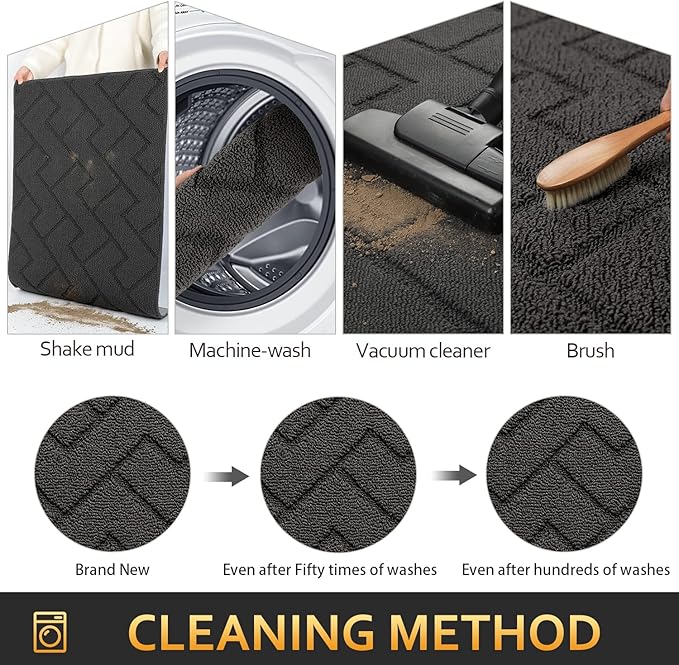 hicorfe Front Door Mat Indoor Entrance,20"x31.5" Absorbent Dirt Resist Welcome Door Mats,Stain and Fade Resistant,Non Slip Backing Entry Mat Doormat for Entryway(Charcoal)