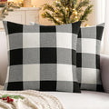 MIULEE Pack of 2 Halloween Classic Farmhouse Buffalo Check Plaids Linen Soft Solid Decorative Square Throw Pillow Covers Black and White Home Decor Outdoor Cushion Case for Sofa Bedroom 20 x 20 Inch