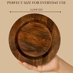 CLEENTABLE Wooden Dinner Plates Set of 2-13" Serving Dinner Plate Chargers for Weddings, Parties, Rustic Table Decor, Indoor Outdoor Dining - Lightweight Round Appetizer Plates (Walnut)
