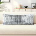 Boho Chenille Tufted Pillow Cover 14x36 Inch Set of 1, Farmhouse Striped Decorative Pillow Covers Accent Fluffy Neutral Long Body Bolster Pillow for Couch Sofa Bedroom Living Room, Black White