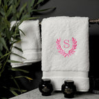 Decorative and Monogrammed Hand Towels for Bathroom Kitchen Makeup | Personalized Gift for Wedding-Bridal | Roman Font Custom Luxury Turkish Towel | Spa Collection, Oversized, 16 X 30 Inch, Set of 2