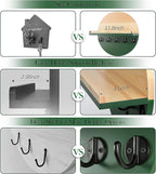 Key Holder for Wall with Shelf - Wood Mail Organizer and Rack with Shelf Hooks Wall Mounted for Entryway Decor Magazines Letter Storage Farmhouse Living Room Bedroom Doorway Green