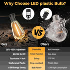 litogo 30FT LED Outdoor String Lights with Dimmer, Waterproof Patio Lights with ST38 Shatterproof Vintage Edison Bulbs, Warm White Outside Hanging Light with Timer for Yard Gazebo Party