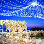 132FT 400 LED Blue String Lights Indoor, 8 Modes Clear Wire Blue Christmas Lights Outdoor Indoor, Plug in Waterproof Fairy String Lights for Christmas Bedroom Tree Decorations