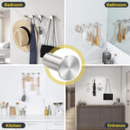 SAYAYO Brushed Nickel Towel Hook for Bathrooms, Heavy Duty Wall Hooks for Hanging, Modern Coat Hooks SUS 304 Stainless Steel Robe Hook 4 Pcs