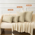 MIULEE Pack of 2 Beige Throw Pillow Covers 12x20 Inch Soft Pillow Covers for Sofa Living Room Couch Solid Dyed Cases