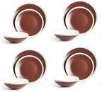 Rock Ridge Speckled Stoneware Dinnerware Set (12pc Set, Brown and Ivory)