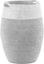 Cotton Rope Laundry Hamper by YOUDENOVA, 105L - Woven Collapsible Laundry Basket - Clothes Storage Basket for Blankets, Laundry Room Organizing, Bedroom Storage, Clothes Hamper – Grey & White