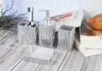 Hymmah Silver Bathroom Accessories Set,Toothbrush Holder,Farmhouse Bathroom Decor,4 Pcs Resin Gift Set Apartment Necessities, Contain Toothbrush Cup,Soap Dispenser,Soap Dish,Tumbler