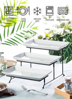 LYEOBOH Tiered Serving Stand and Platters Set, Large Tiered Tray Stand, 3 Tier Serving Tray with Collapsible Sturdier Rack, 12 Inches Tier Serving Platter for Party, Display, Dessert, and Cupcake