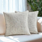 HAUSSY Grey Throw Pillow Covers 16x16 Set of 2 Chenille Tweed Textured Decorative Couch Lumbar Pillow Covers Neutral Modern Pillow Cases for Sofa Bed Living Room Decor