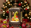 Christmas Snow Globe Lantern Water Glittering Gnomes Scandinavian Santa Elf with Music, USB Lined/Battery Operated Lighted Lantern for Christmas Festival Decoration Gifts