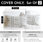 BlissBlush Off White Decorative Lumbar Throw Pillow Covers 12X20, Set of 2, Boho Farmhouse Cushion Cover, Soft Accent Pillowcase for Couch Sofa Bed Living Room Home Décor