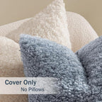MIULEE Pack of 2 Throw Pillow Covers 20x20 Inch Dusty Blue Faux Fur Decorative Sherpa Pillow Covers Fuzzy Accent Soft Sheepskin Fleece Cushion Cases for Boho Home Decor Couch Living Room Bed
