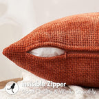 MIULEE Pack of 2 Fall Burnt Orange Decorative Pillow Covers 18x18 Inch Soft Chenille Couch Throw Pillows Farmhouse Cushion Covers for Home Decor Sofa Bedroom Living Room