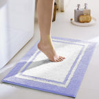 GRANNY SAYS Microfiber Bathroom Rugs Non Slip Washable, Water Absorbent Bathroom Mats for Tub Non Slip, Soft Bath Mats for Floor & Shower, Bath Rug, 16" x 24", Black Bath Rug, Purple