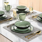 AmorArc Ceramic Dinnerware Sets,Handmade Reactive Glaze Stoneware Plates and Bowls Set,Highly Chip and Crack Resistant | Dishwasher & Microwave Safe Dishes Set,Service for 4 (12pc)