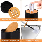 Black Bathroom Set, 25 PCS Bathroom Accessories Set with Shower Curtains, Rugs, Trash Can, Toothbrush Holder, Soap Dispensers, Toothbrush Cup, Vanity Tray, Soap Dish, Toilet Brush, Qtip Holders