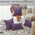 Home Brilliant Purple Decorative Pillows Solid Striped Corduroy Plush Velvet Pillow Covers for Couch Sofa Bed, 50cm, 20 x 20 Inch, Eggplant