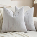 FUTEI Grey Chenille Decorative Throw Pillow Covers 20x20 Inch Set of 2,Soft Embossed Striped Textured Cushion Case,Modern Home Decor for Couch Bed Living Room
