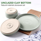 LIANYU Plates and Bowls Sets, 18 Piece Modern Speckled Dinnerware Set, China Dinnerware Dishes, Service for 6, Scratch Resistant & Dishwasher Safe, Fog Green