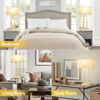 Seealle 22" Tall Bedroom Lamps for Living Room - Touch Gold Bedside Lamps with USB C+A, 3 Way Dimmable Lamp for Nightstand, Modern Night Stands Lamps for End Tables(Beige&Gold)