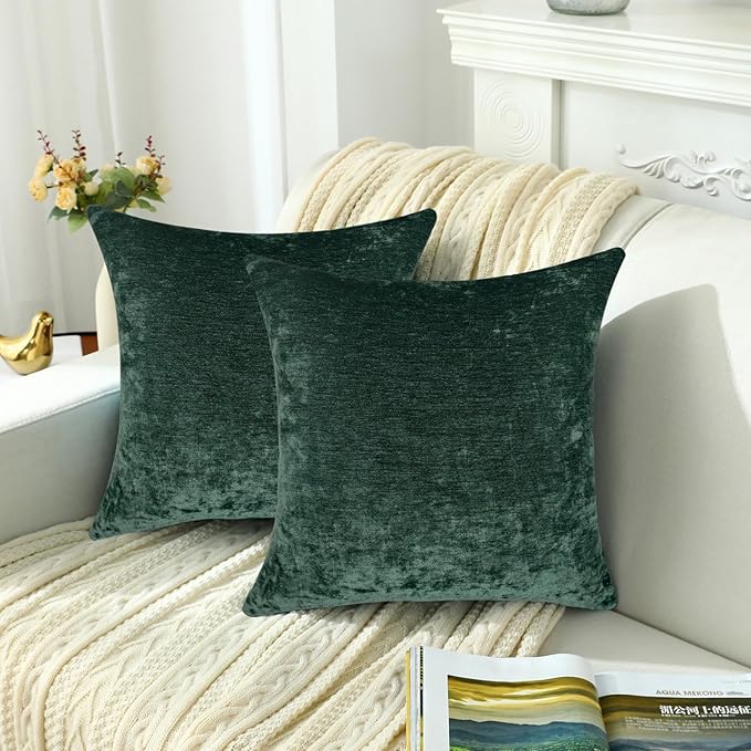 Jeneoo Hunter Green Decorative Couch Throw Pillow Covers Soft Chenille Comfy Solid Cushion Cases for Sofa Living Room Decor (Set of 1, 14 x 36 Inches)