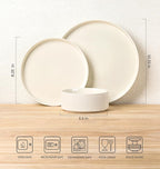 TheTerra Ceramic Dinnerware Sets for 4, 12 Pieces Porcelain Lightweight Plates and Bowls Sets, Scratch Resistant Dish Set, Oven & Microwave & Dishwasher Safe, Beige