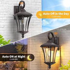 YSN 2 Pack Dusk to Dawn Outdoor Light Fixture Wall Mount Porch Lights Weather Resistant Exterior Sconce Light, Waterproof Wall Lantern for Porch, Garage, Backyard, Walkway, E26 Socket, Brown