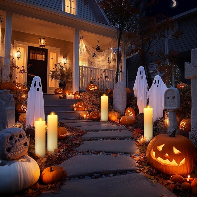14" x 4" Large Outdoor Candles, Waterproof Flickering LED Flameless Candles with Timer, Battery Operated Candles with Remote Control Realistic Fake Pillar for Patio Porch Lanterns, Ivory 1 Pack