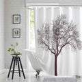Fabric Shower Curtain, Reddish Brown Tree Plant Shower Curtains for Bathroom, Modern Decorative Bathroom Curtains, 72" W x 72" H