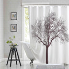 Fabric Shower Curtain, Reddish Brown Tree Plant Shower Curtains for Bathroom, Modern Decorative Bathroom Curtains, 72" W x 72" H