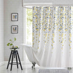 54x78 Inch Stall Shower Curtain, Yellow and Grey Fabric Shower Stall Curtain, Floral Flower Print Small Shower Curtains for Bathroom, 54" W x 78" H