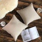 Jeanerlor Set of 2 Decorative Cotton Linen Couch 26"x26" Throw Pillow Case for Sofa Durable Classy, Comfortable Cushion Cover for Party/Wedding(65 x 65cm) Light Linen