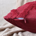 Set of 2 Soft Moroccan Throw Pillow Covers 24x24 Inch Plush Boho Decorative Pillow Cover Accent Cushion Case for Couch Sofa Bed, Burgundy