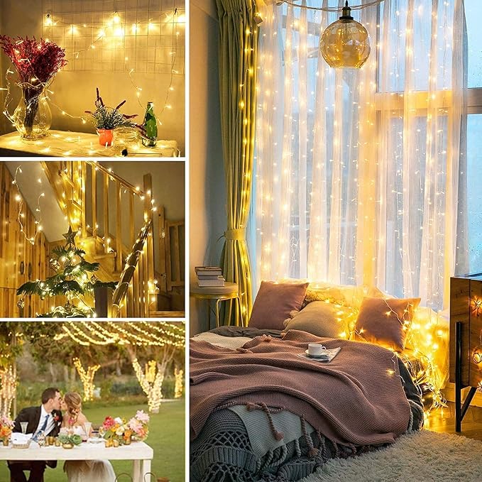 JMEXSUSS Connectable Warm White Christmas Lights Indoor Outdoor, 91.5ft 250 LED Christmas String Lights, 8 Modes Twinkle Fairy String Light Plug in for Tree Party Decoration