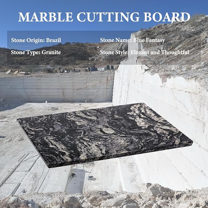 Koville Brazilian Natural Marble Cutting Board for Kitchen, 16x20" Extra Large Hand Crafted Marble Slab for Cheese, Charcuterie, Pastry Board - Wedding Gift, House Warming Gift