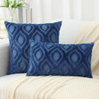 decorUhome Fall Throw Pillow Covers 24x24 Inch Set of 2, Soft Plush Decorative Faux Fur Dark Blue Solid Couch Pillow Covers, Accent Farmhouse Neutral Square Euro Pillow Cases for Sofa Bed Living Room
