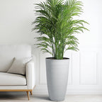 23.5" H Tall Pot Planters, 2-Pack Taper Large Flower Pots for Indoor Outdoor Use, UV-Protect PP Plant Container for Garden Patio Yard Balcony Porch or Home Decor, White Vertical Stripes Texture