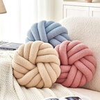 Uvvyui Knot Pillows, 14 Inch Decorative Throw Pillows Round Pillows Cushion, Soft Handmade Knotted Ball Pillow Plush Cushion Home Decor for Bed Couch Living Room (Dusty Blue, 14 Inch)