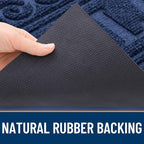 OLANLY Welcome Door Mat Indoor Outdoor Entrance, Heavy Duty Sturdy Front Door Mat, Waterproof All-Weather Doormat, Stain Resistant, Low Profile, Easy Clean Patio Entryway Mat, 29.5 x 17, Navy