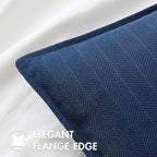 MIULEE Pack of 2 Navy Blue Decorative Pillow Covers 22x22 Inch Soft Chenille Luxurious Couch Throw Pillows Farmhouse Cushion Covers Euro Shams with Elegant Design for Sofa Bed Living Room Home Decor