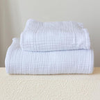 Ultra Soft Muslin Towel Adult Set, 100% Turkish Cotton 4-Layer 2 Pieces Luxury Muslin Hand & Bath Towels Sets for Bathroom (White, 1 Bath & 1 Hand Towel Set)