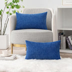 MIULEE Pack of 2 Couch Throw Pillow Covers 12x20 Inch Soft Royal Blue Chenille Pillow Covers for Sofa Living Room Solid Dyed Pillow Cases